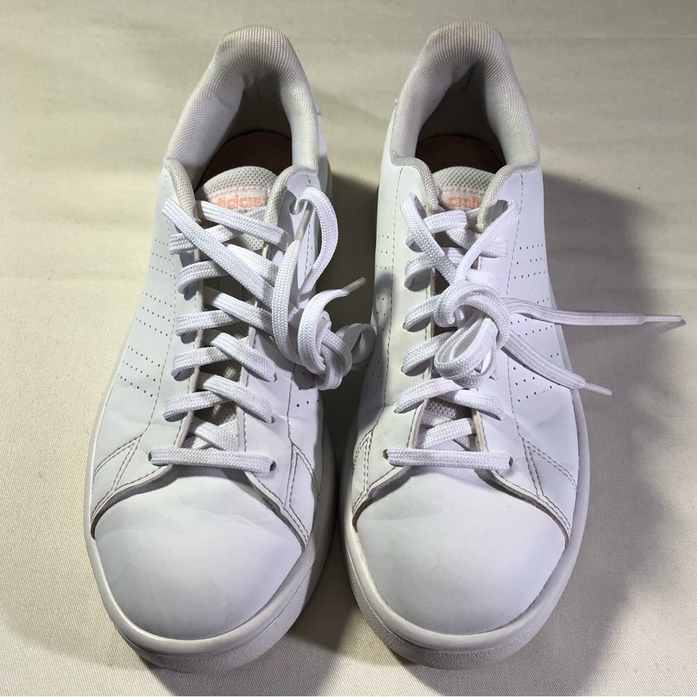 Adidas Advantage Base Cloud White Glow Pink Womens Sneaker - Picture 5 of 16